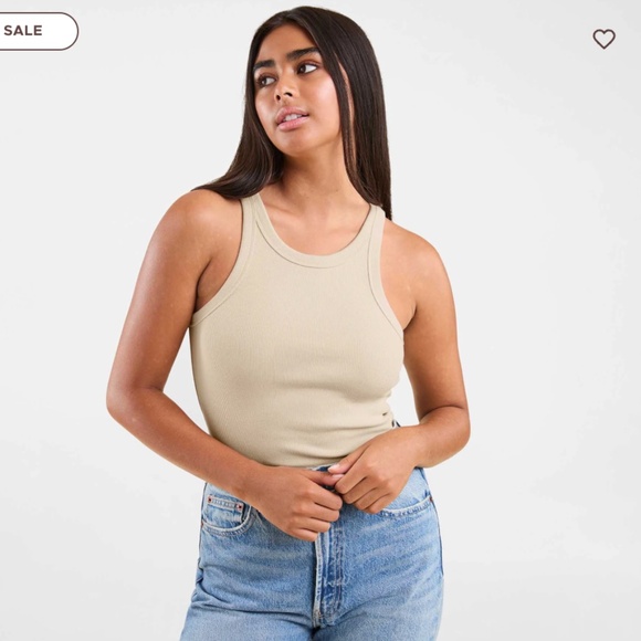 Nuuds Essential Rib Tanktop, Bone, Sz L - Picture 1 of 8
